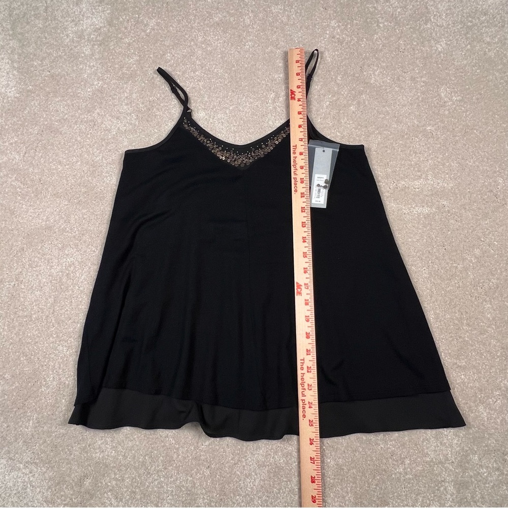 Apt. 9 NWT Black Sequin Tank Top Adjustable Straps Double Layer Women's Small - Picture 7 of 7